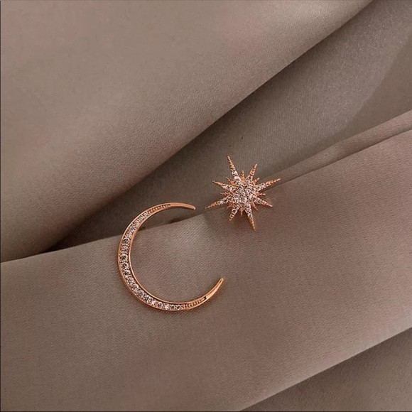 Moon + Star Stud Earrings - Picture 1 of 5